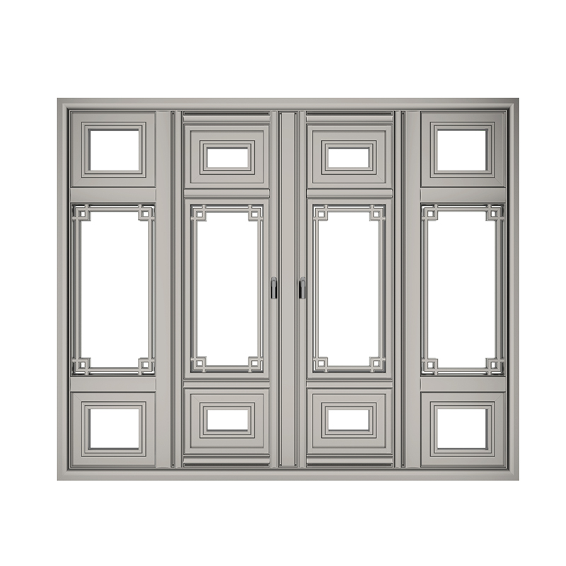 Puerta abatible de aluminio de vidrio doble de estilo antiguo chino gris
