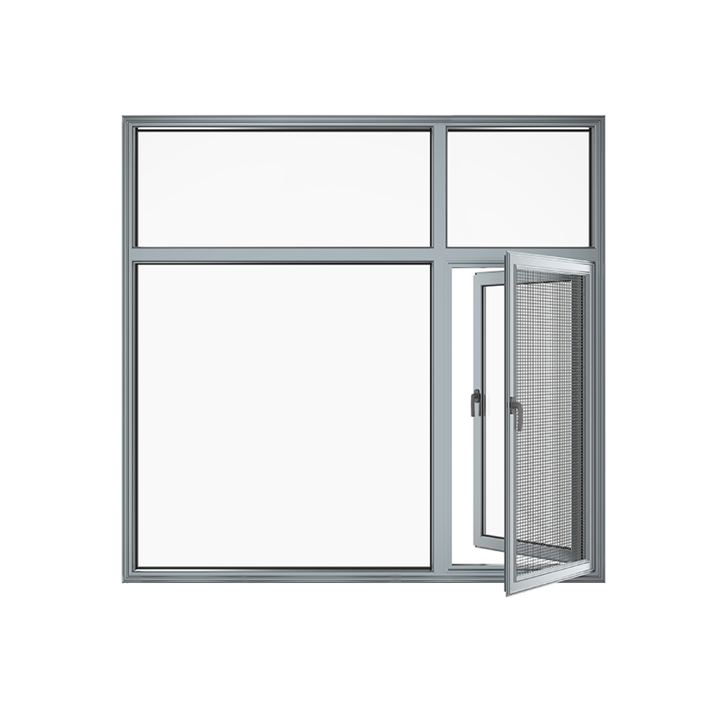 Ventanas abatibles de aluminio de una sola puerta de estilo chino con pantalla
