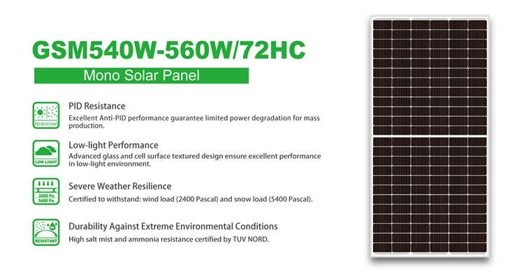 panel solar 550w 560w 570w mono