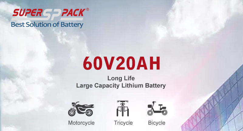 Batería de litio 60V20Ah para motocicleta, triciclo y bicicleta