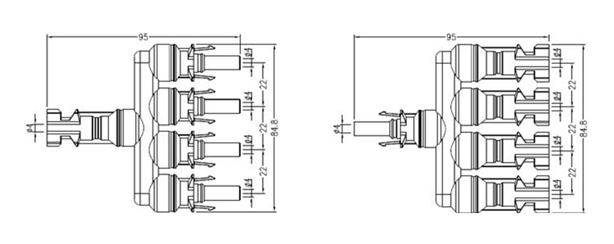 Conector fotovoltaico solar T4 Branch