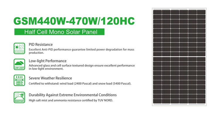 mono panel solar 440w 450w 460w 470w