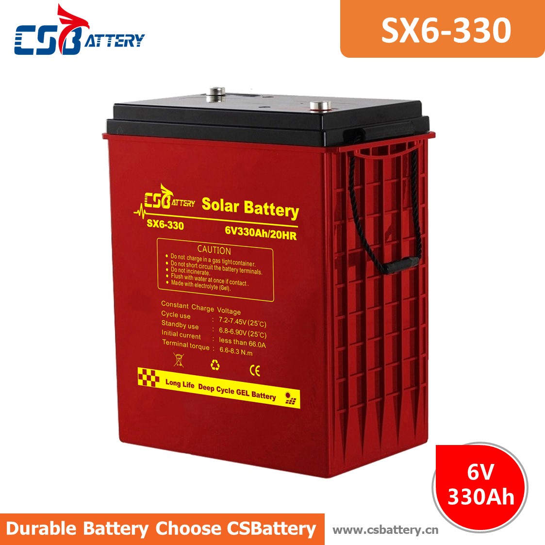 Batería de GEL de ciclo profundo SX6-330 6V 330Ah
