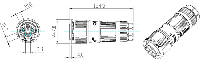 Conector trifásico de CA