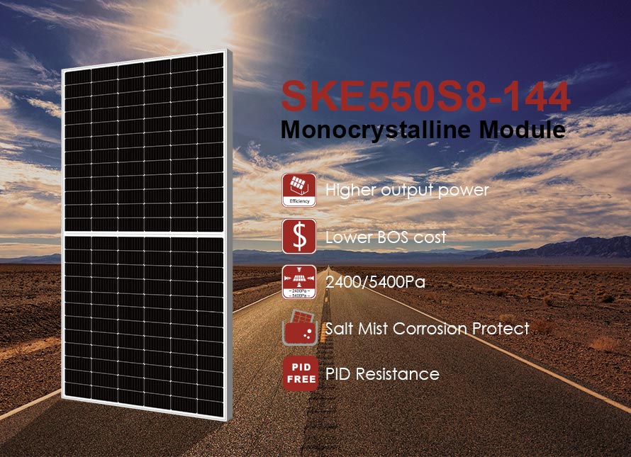 Módulo fotovoltaico de media celda MBB de 182 mm y 550 W