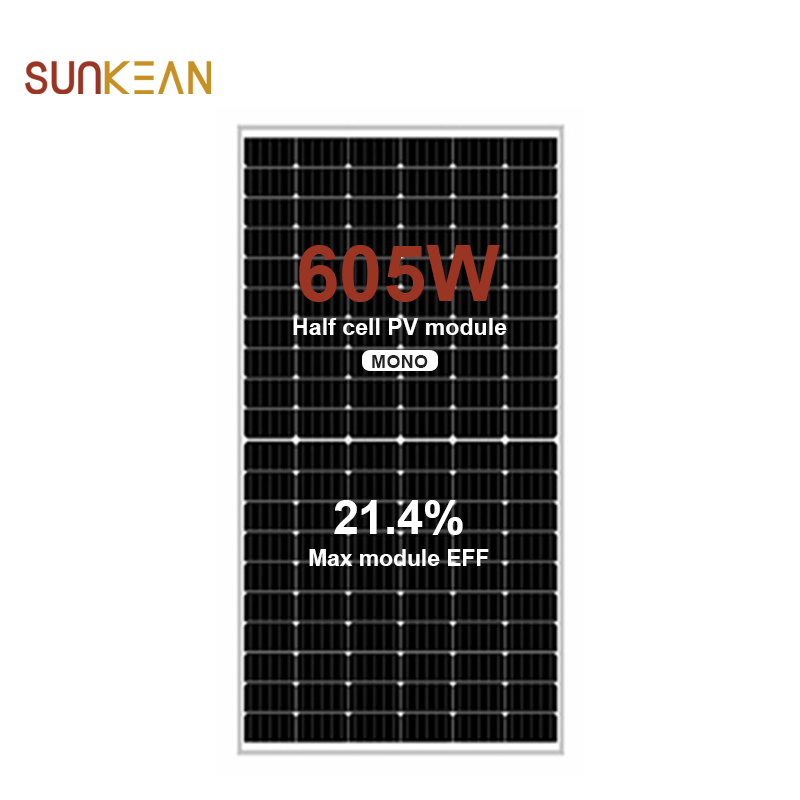 Módulo fotovoltaico mono de alta potencia de 120 celdas de medio corte de 605 W y 210 mm
