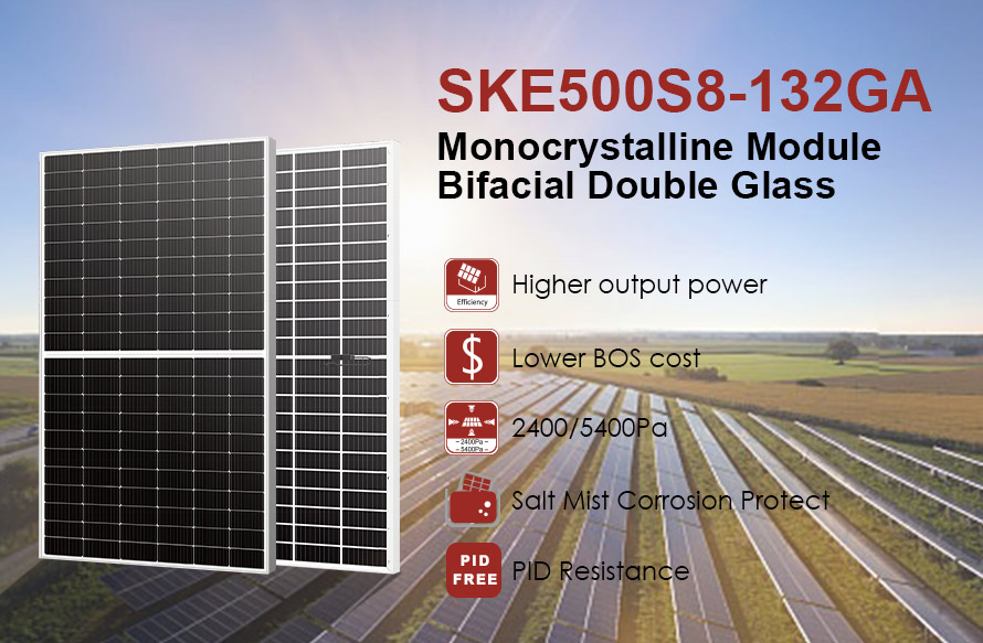 Panel solar bifacial de 182 mm y 500 W