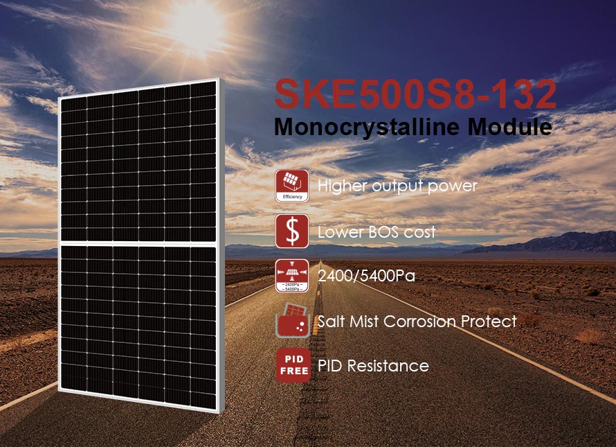 Módulo fotovoltaico de media celda MBB de 182 mm y 500 W