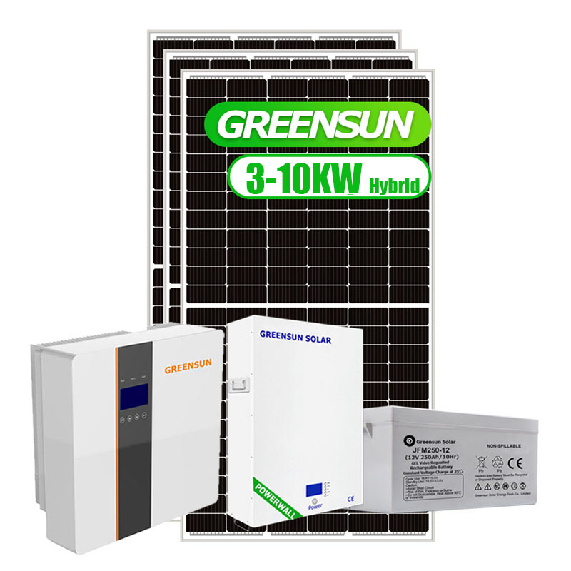 Sistema de panel solar híbrido monofásico de 5kw 6kw para el hogar con batería de litio
