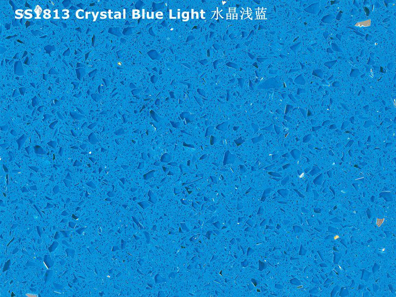 Losas de cuarzo de ingeniería brillante de cristal azul claro
