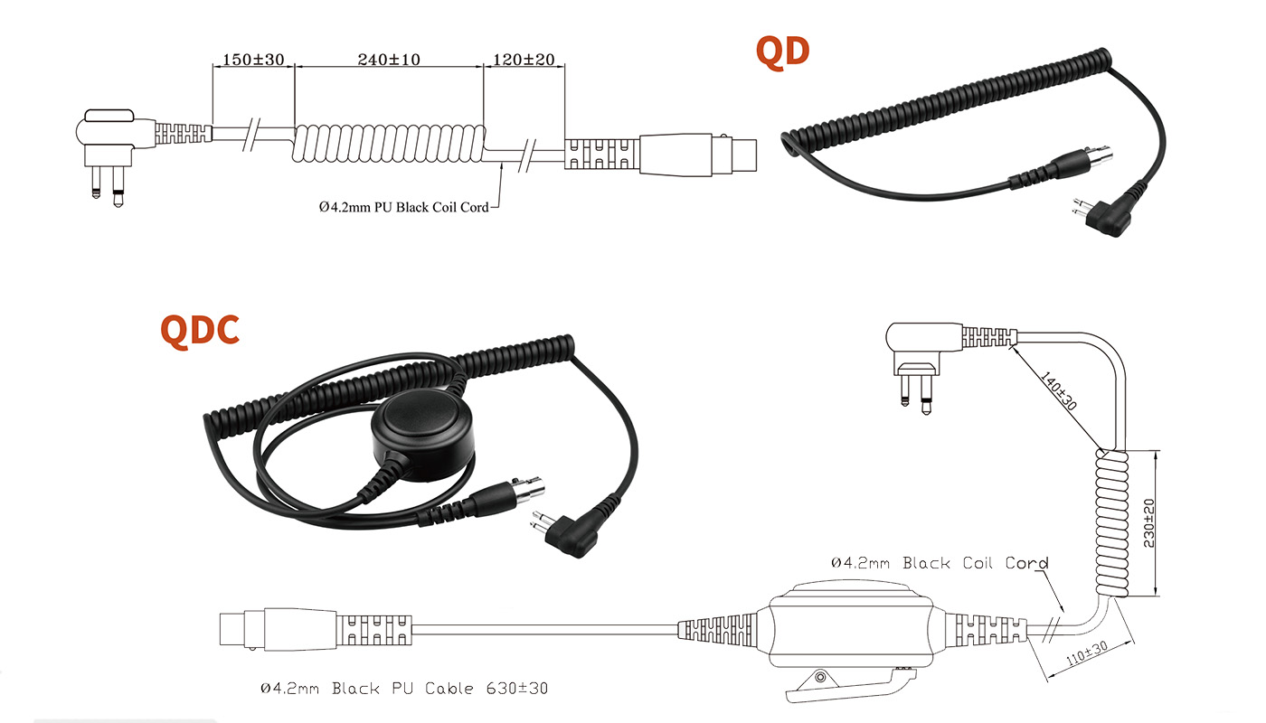 Cable de desconexión rápida para auriculares de servicio pesado