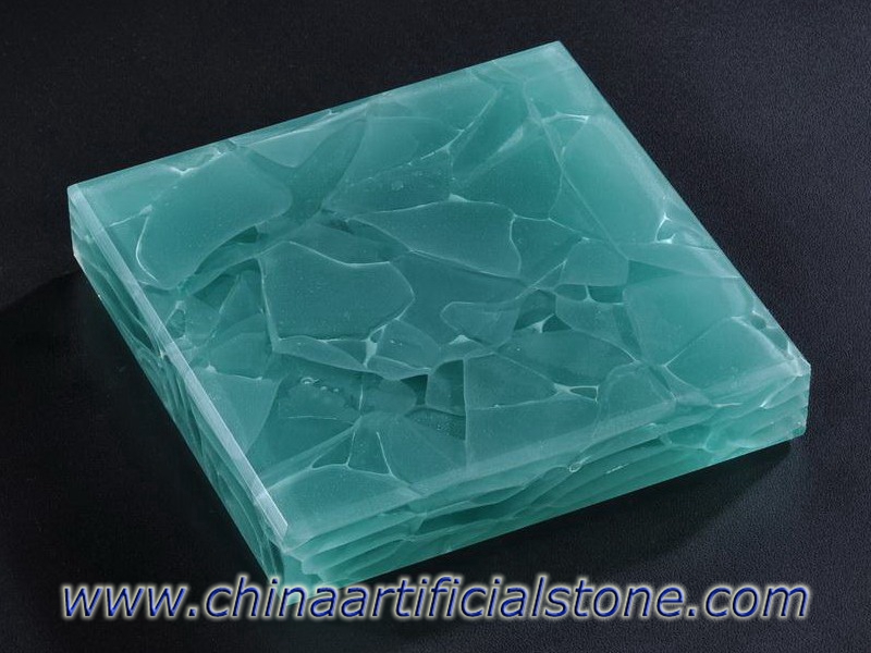 Aguamarina Jade Glass Stone Diseñado Upcycle Glass Surface
