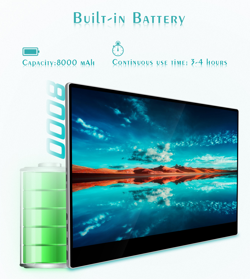 Monitor portátil de pantalla táctil con batería integrada 4k de 15,6 pulgadas para Ps5 compatible con Mac Touch
