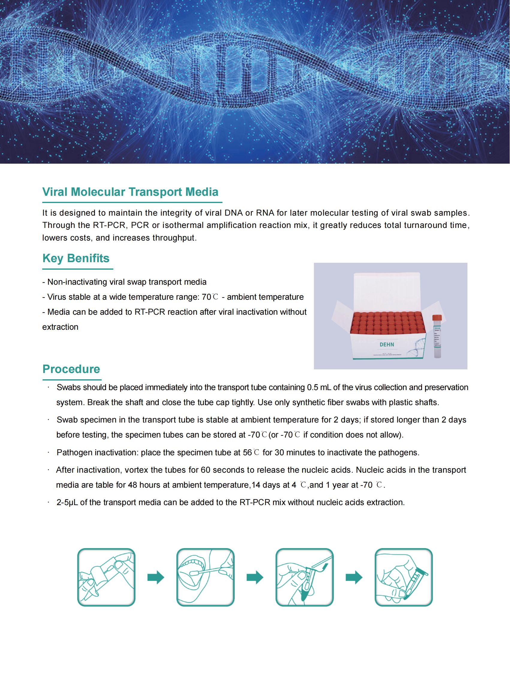 Kit de hisopos desechables para muestreo de virus COVID-19