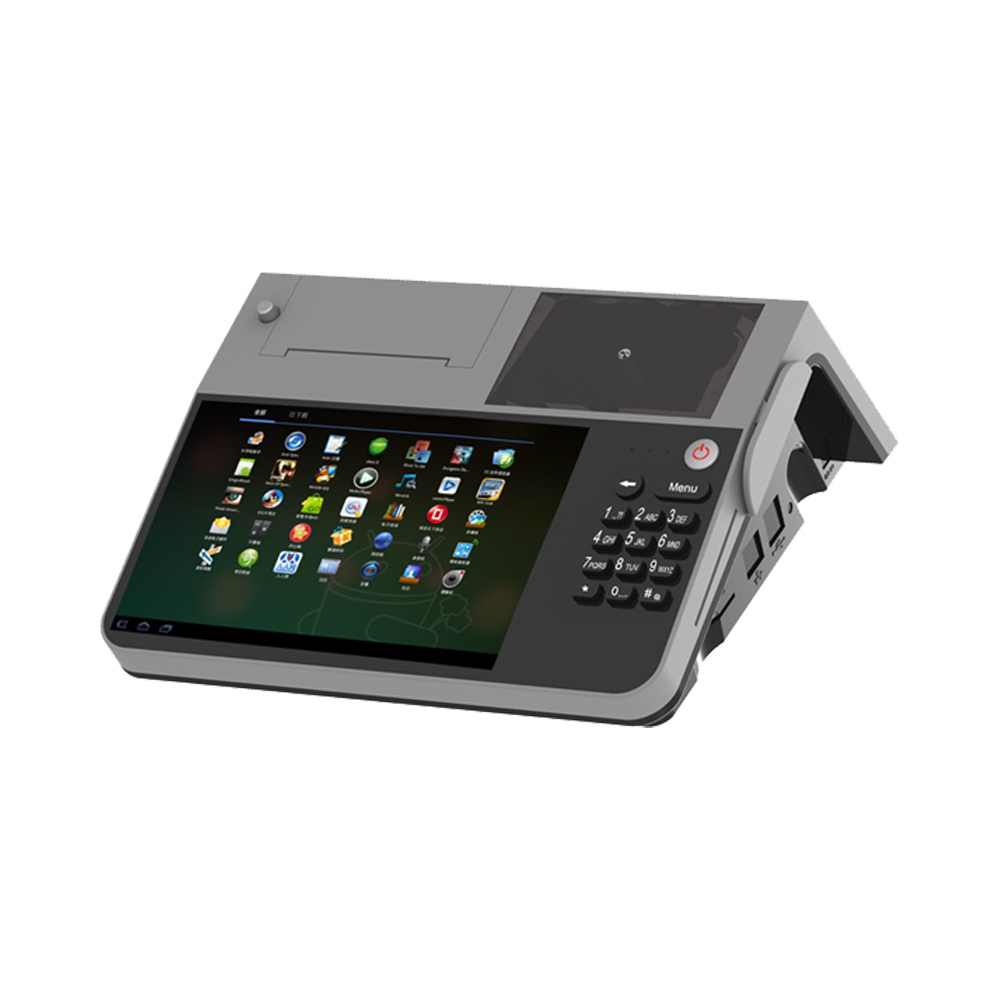 Terminal POS Android NFC de pantalla dual de 8 pulgadas con impresora térmica de 80 mm

