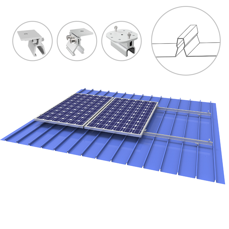 Sistema de estanterías de montaje solar para techo de metal Klip-Lok
