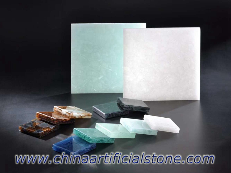 Paneles de piedra de vidrio reciclado translúcido de piedra de vidrio de jade
