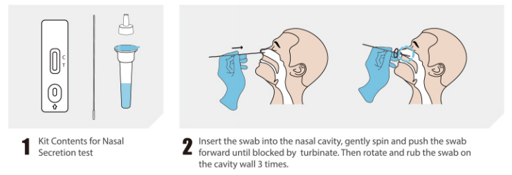 5 pruebas/prueba de antígeno con hisopo nasal (oro coloidal)