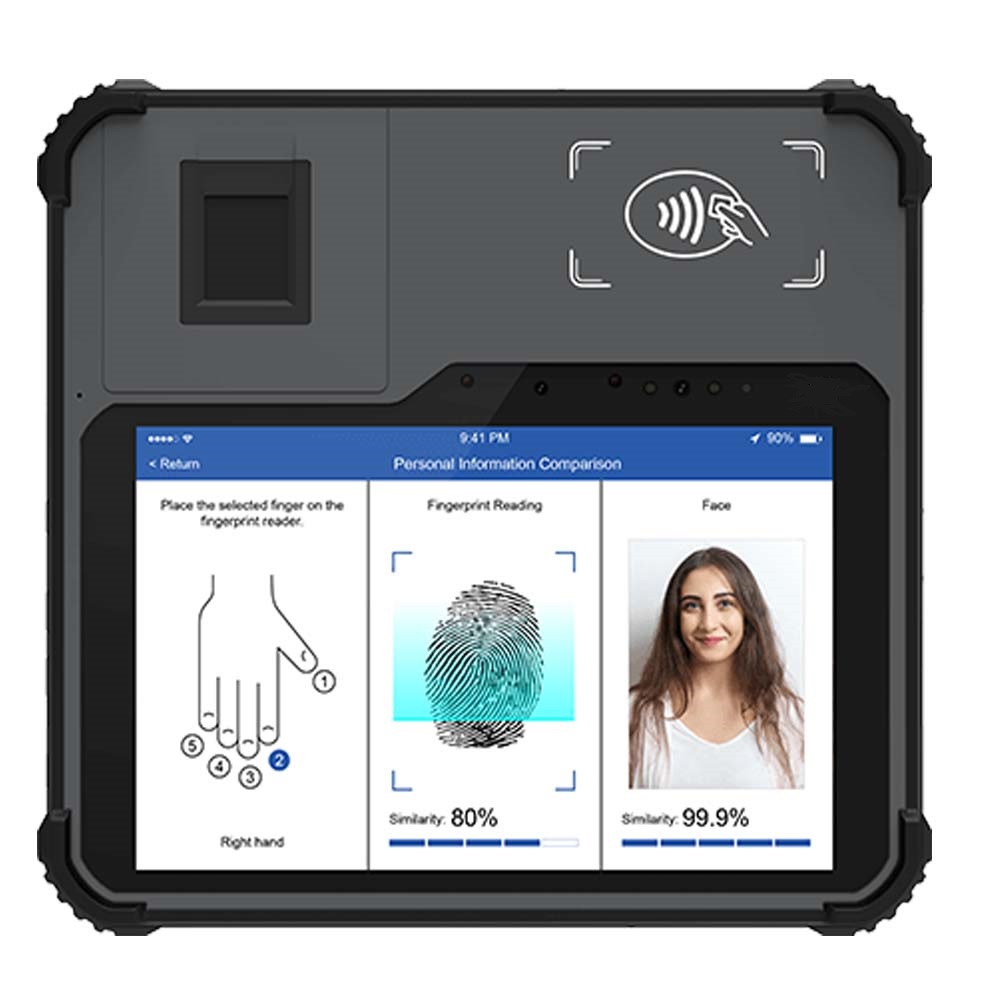 FAP45 Robusto biométrico IRIS Huella digital E-ID Pasaporte Lectura NIN Kits de registro Tableta

