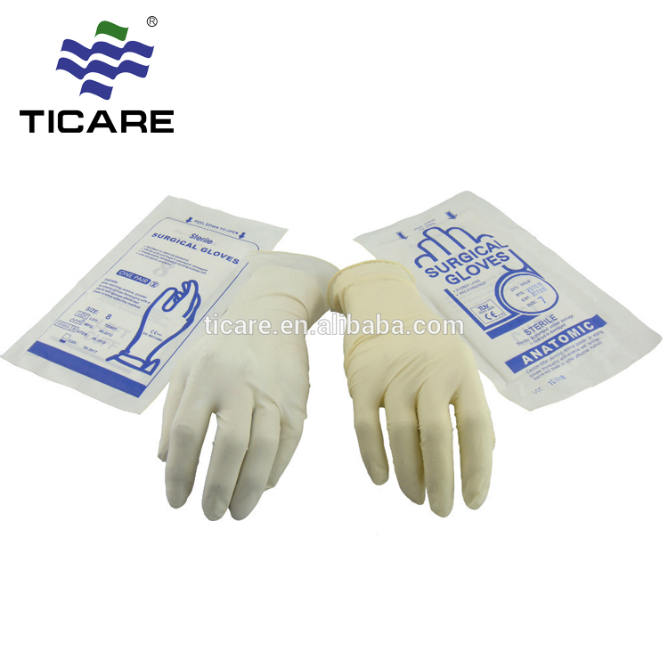 guantes quirúrgicos de látex desechables médicos