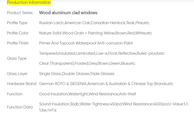 especificaciones de ventanas de madera de aluminio