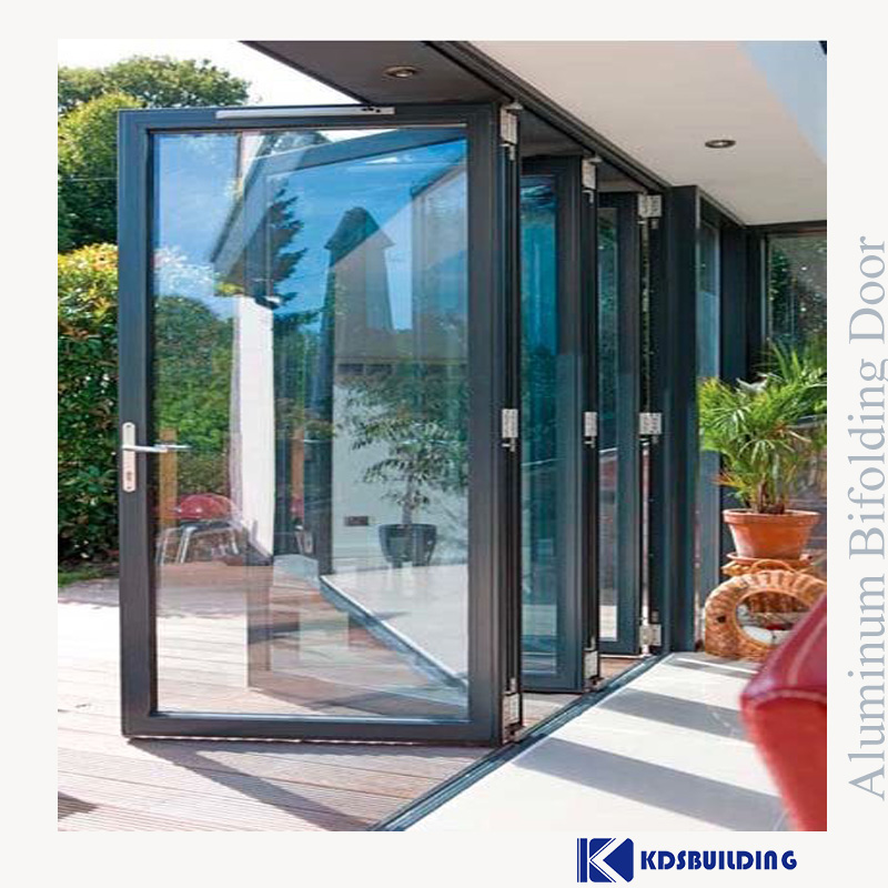 Puertas correderas plegables de aluminio impermeables de vidrio macizo de gran tamaño
