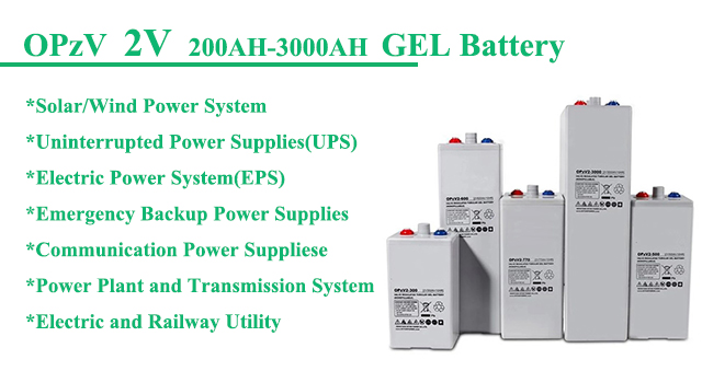 Batería de gel tubular de almacenamiento solar