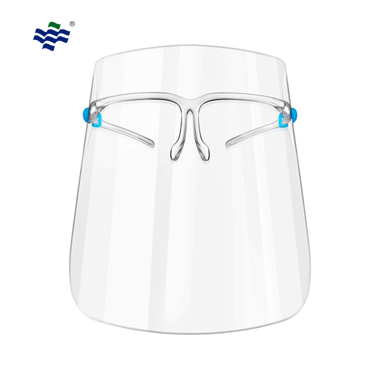 Protector facial con montura de gafas
