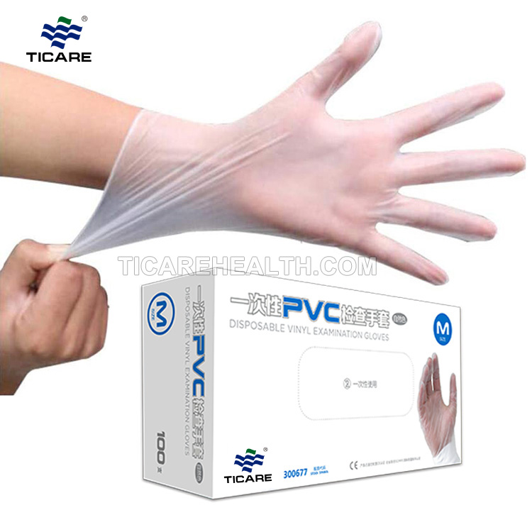 Guante de vinilo de seguridad blanco para examen de PVC desechable