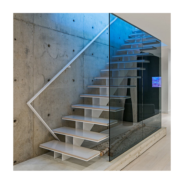 Escalera recta interior de hierro monolarguero para apartamento
