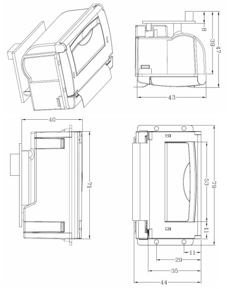 Disposición de la impresora térmica del panel YCP-8