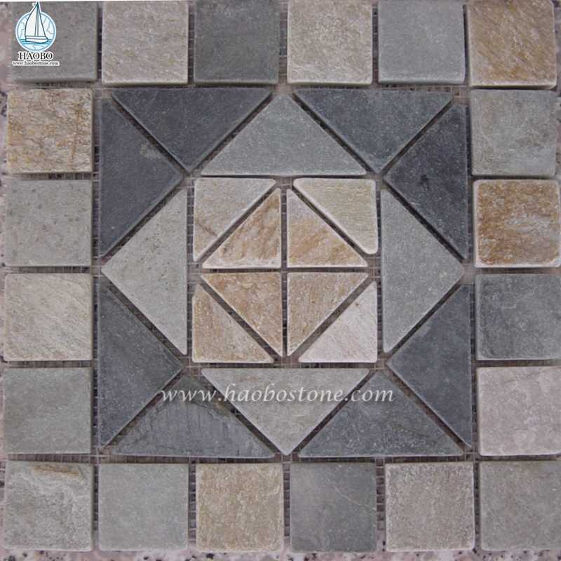 Azulejo y revestimiento de pared de mosaico de piedra de patrón cuadrado de piedra natural
