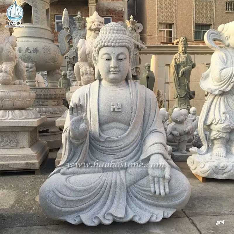 Estatua budista de Gautam del templo de granito gris de piedra natural
