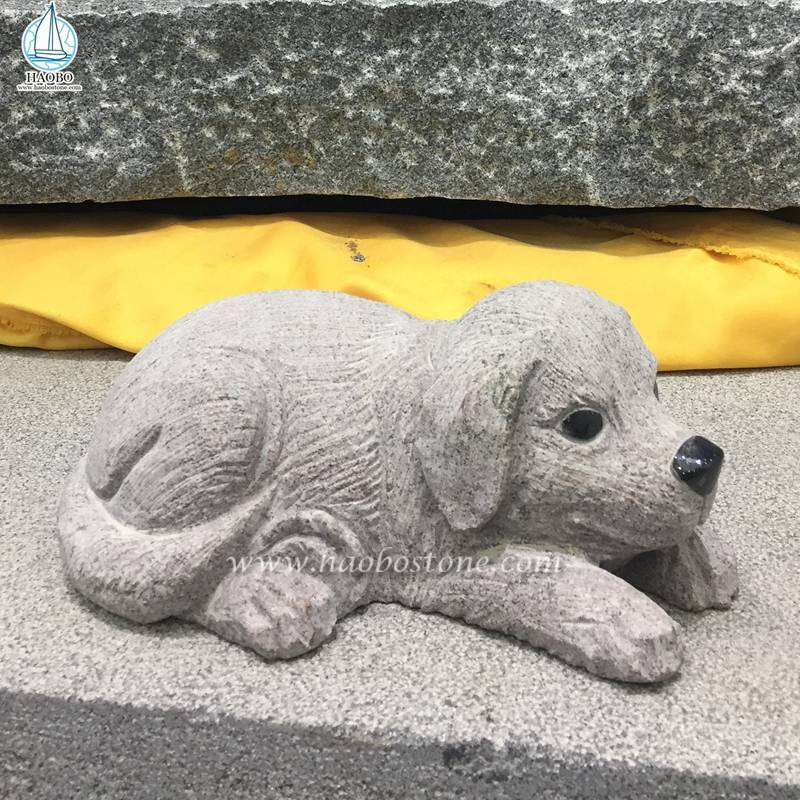 Talla de cachorro de animal de decoración de jardín de granito
