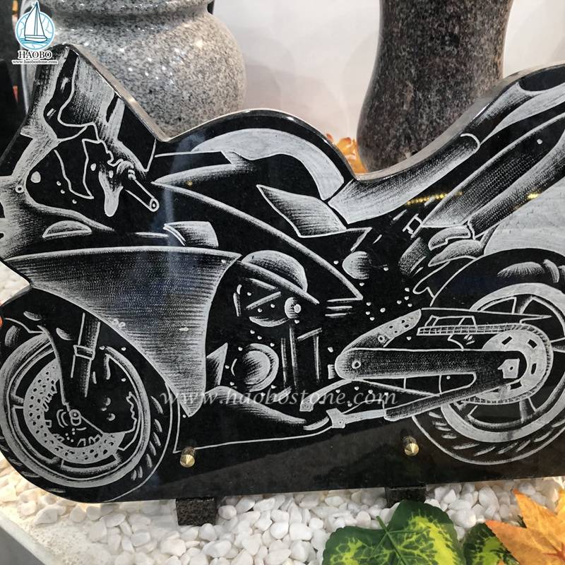 Placa conmemorativa de grabado de motocicleta de granito negro
