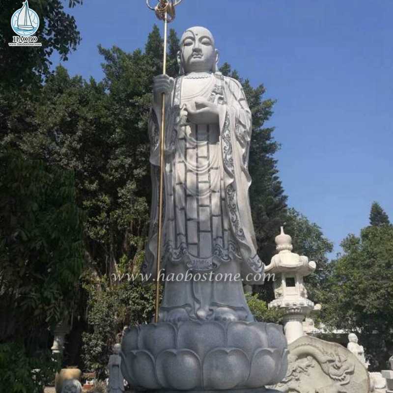 Estatua budista religiosa del templo del arte de la mano del granito gris
