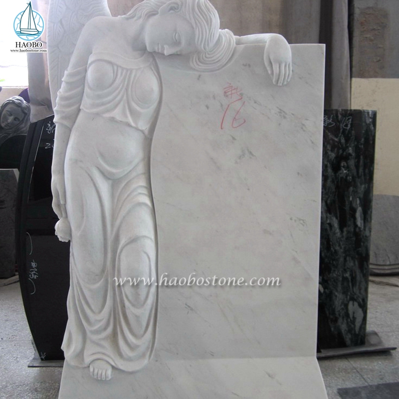 Lápida tallada en ángel del corazón de mármol blanco Han de China
