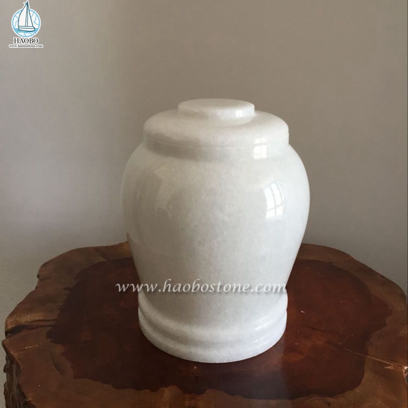 Urnas conmemorativas de piedra de jade blanco para funeral de cremación
