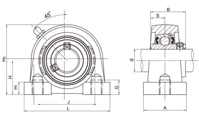 Chumacera de acero inoxidable SSUCP205-16