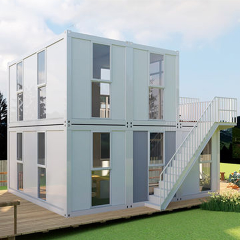 Casa contenedor prefabricada de 2 pisos para vivir en casa
