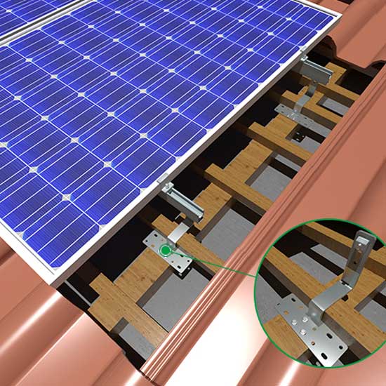 Sistema de estructura de montaje de panel solar de techo de teja
