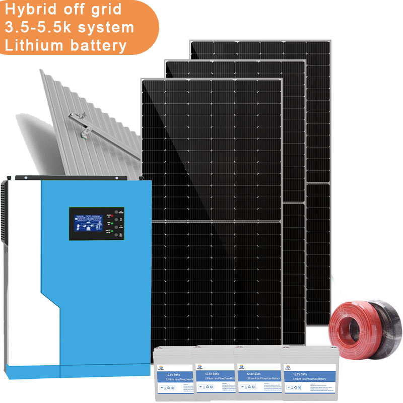Sistema fuera de la red de 5,5 kW, kits solares híbridos DIY, sistema generador de energía solar, energía solar
