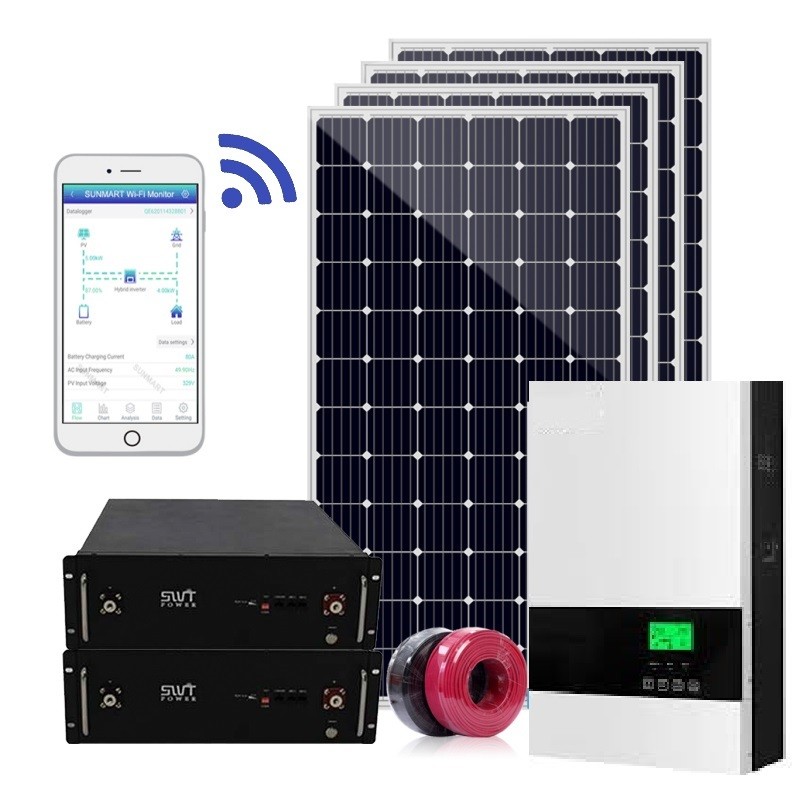 5500W 5.5KW Sistema de energía solar híbrido 5kva Sistema de almacenamiento solar para el hogar
