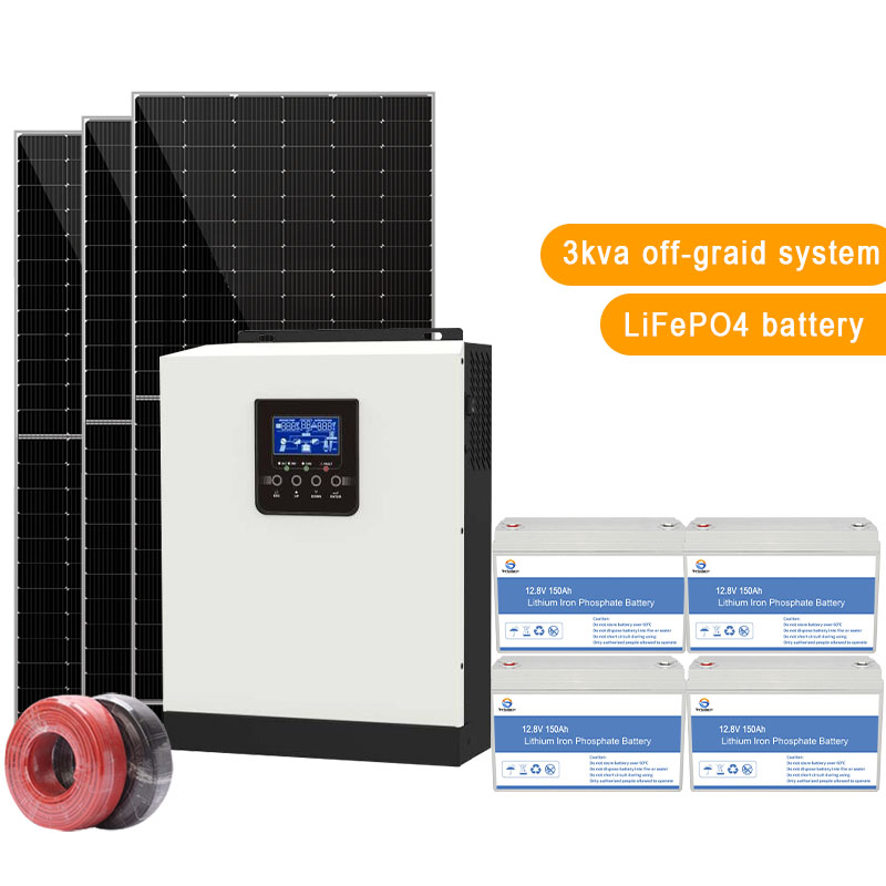 3KW Off-Grid System Solar con batería Lifepo 4 para sistema de almacenamiento de energía solar
