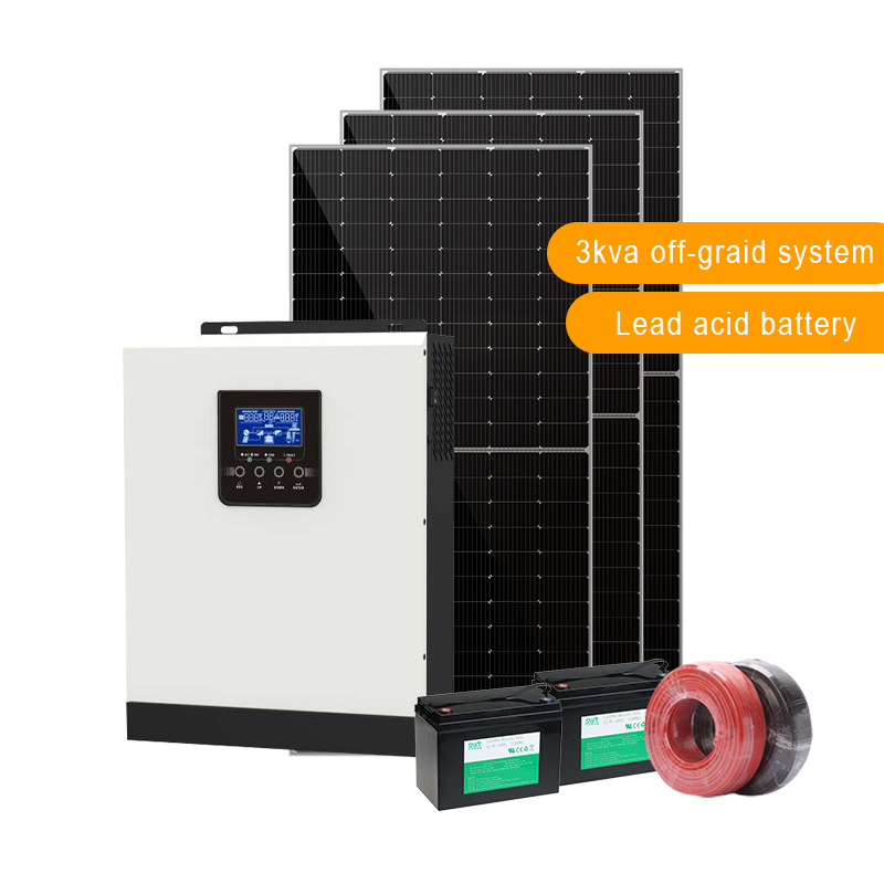 Sistema fuera de la red de 3KW Híbrido solar Kits solares de bricolaje Sistema de generador de energía solar Energía solar
