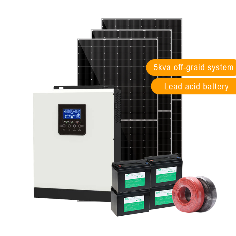 Sistema doméstico solar fuera de la red fuente de alimentación de 5000 vatios almacenamiento de energía AC DC entrada salida batería generador de respaldo kits solares
