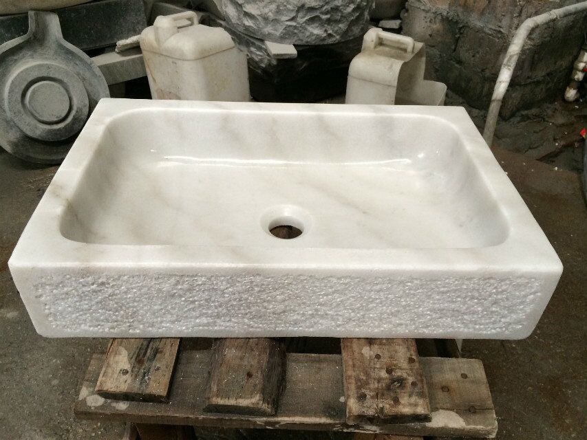 fregadero de forma cuadrada de lavabo de mármol blanco
