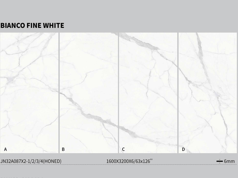 Azulejos de pared de piedra sinterizada de ingeniería blanca fina Bianco
