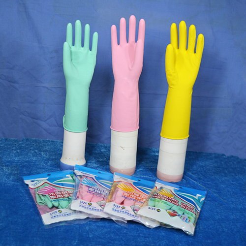 guantes de látex para el hogar bicolor rosa y blanco
