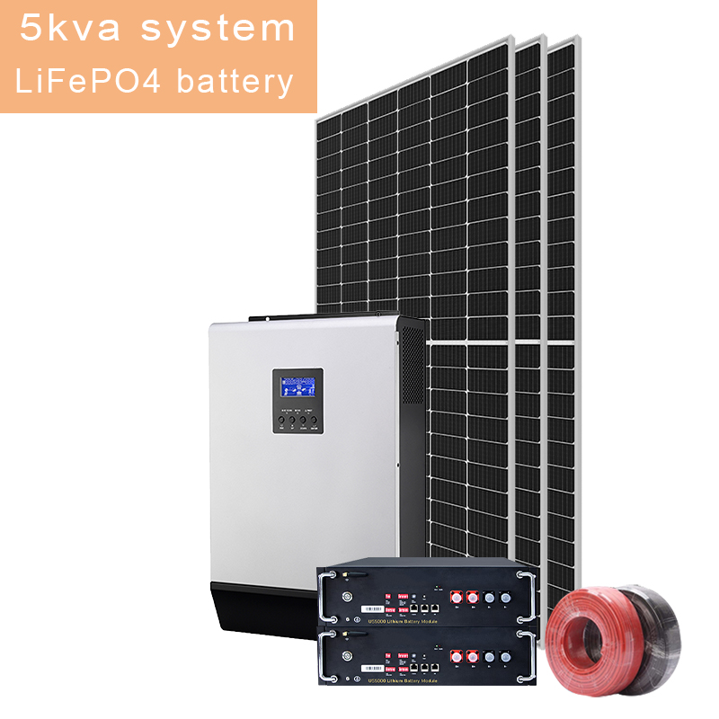 5KW 5.5kw Sistema fuera de la red solar para energía solar de batería Lifepo 4
